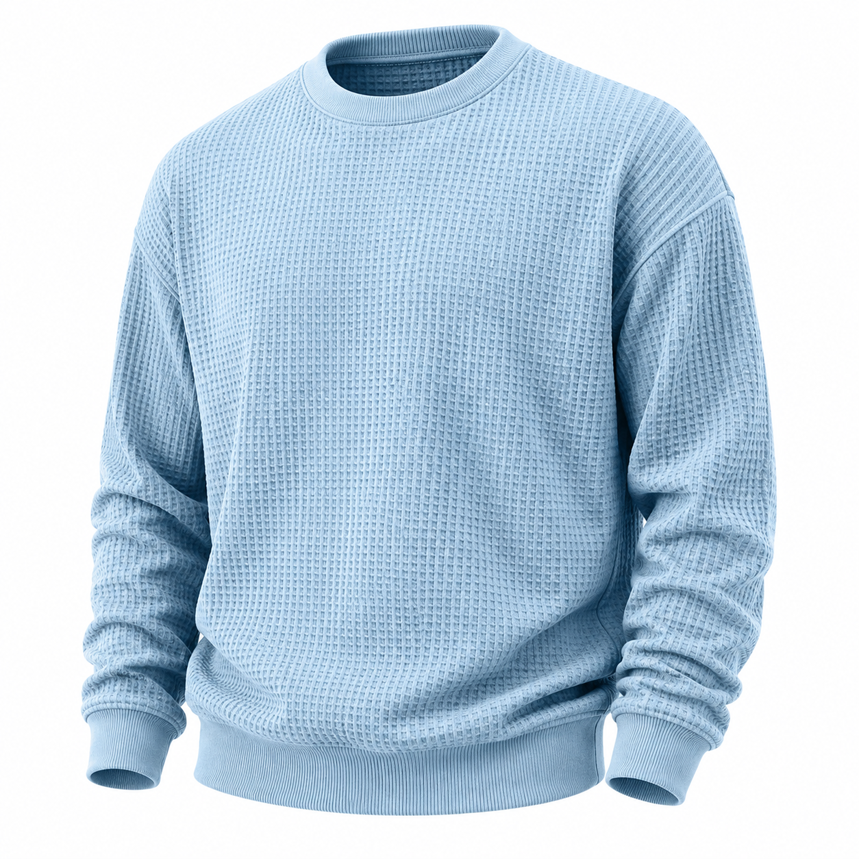 Classic Waffle Knit Crew Neck Sweatshirt