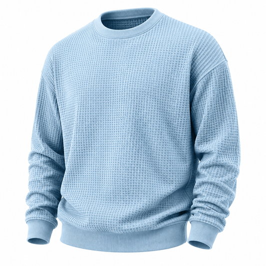 Classic Waffle Knit Crew Neck Sweatshirt