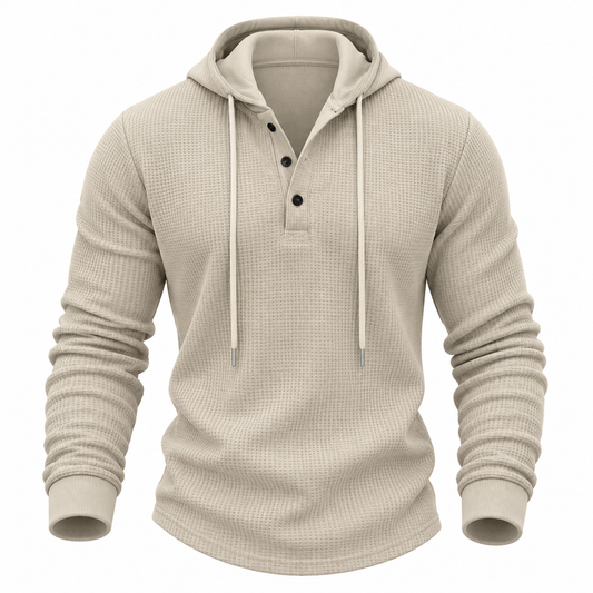 Men's Textured Waffle Hooded Henley