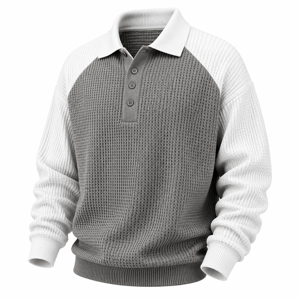Textured Colorblock Waffle Polo Shirts