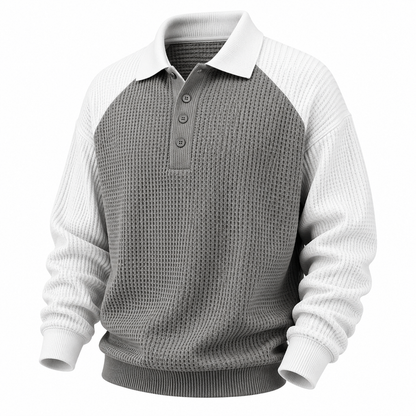Textured Colorblock Waffle Polo Shirts