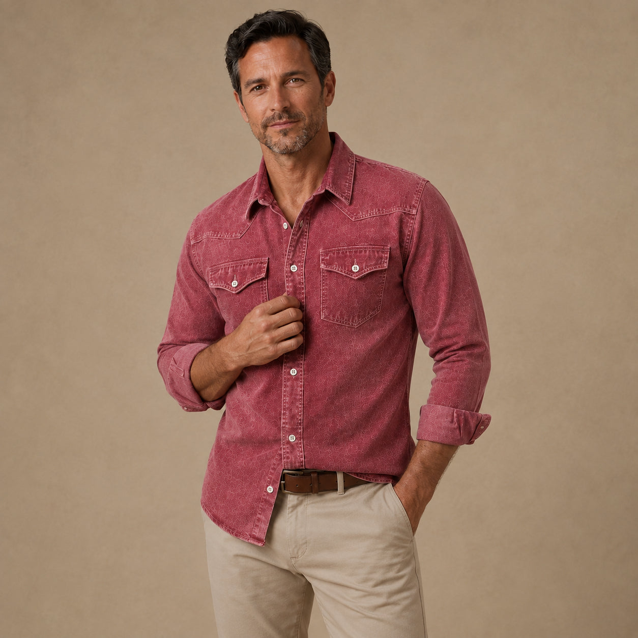 Vintage Washed Cotton Denim Work Shirt