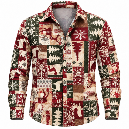 Christmas Tree Animal Button Shirt