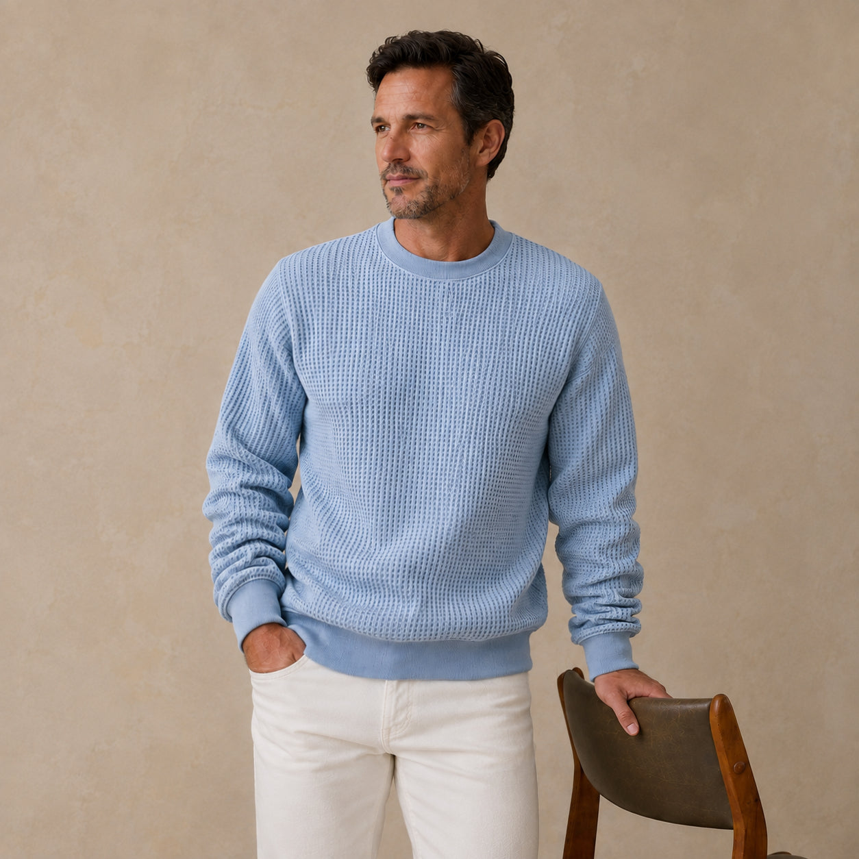 Classic  Waffle Crewneck Sweatshirt