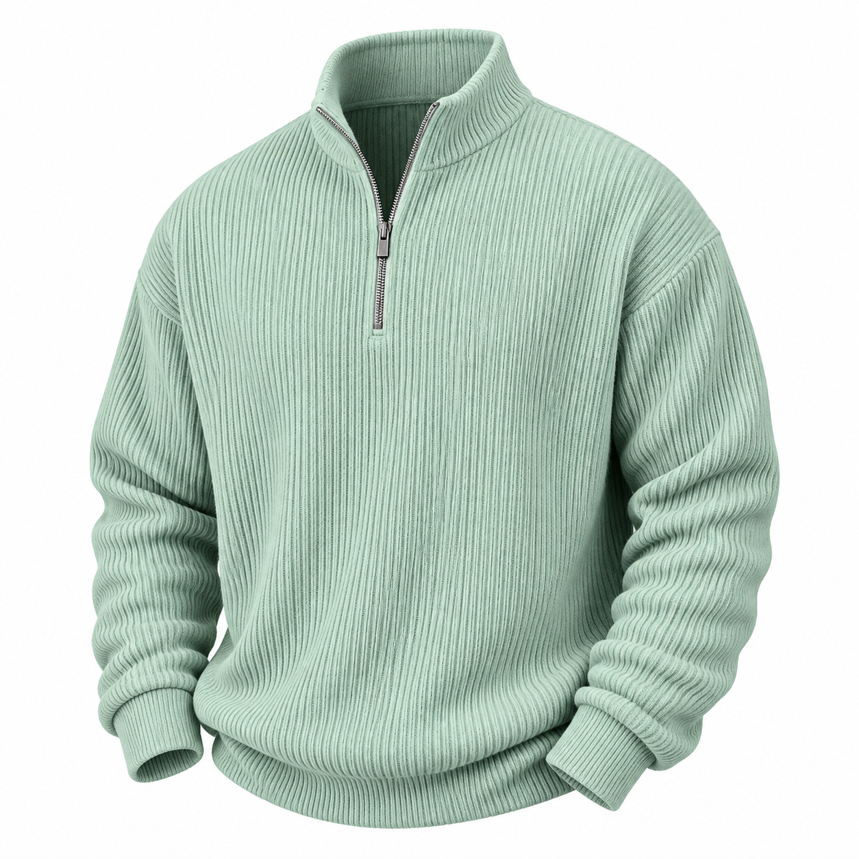 Textured Half Zipper Corduroy Polo Shirts