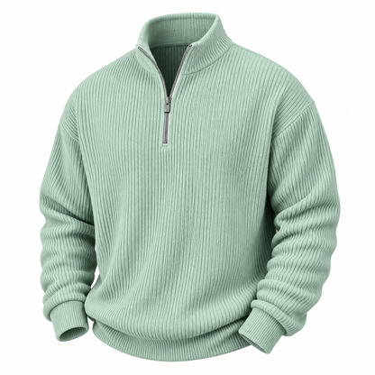 Textured Half Zipper Corduroy Polo Shirts