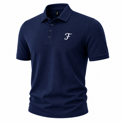 Textured 100% Cotton Embroidered Pique Polo Shirt