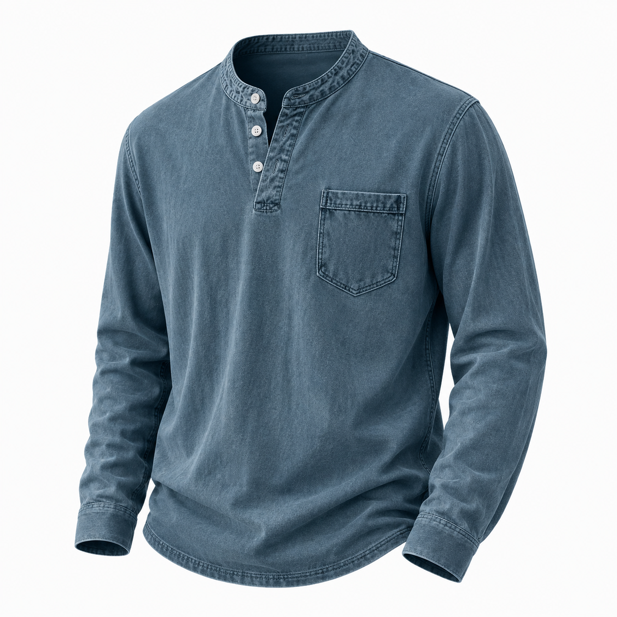 Broken-in 100% Cotton Henley Shirt