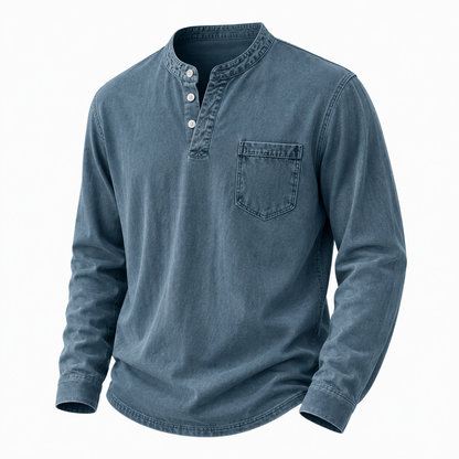 Broken-in 100% Cotton Henley Shirt