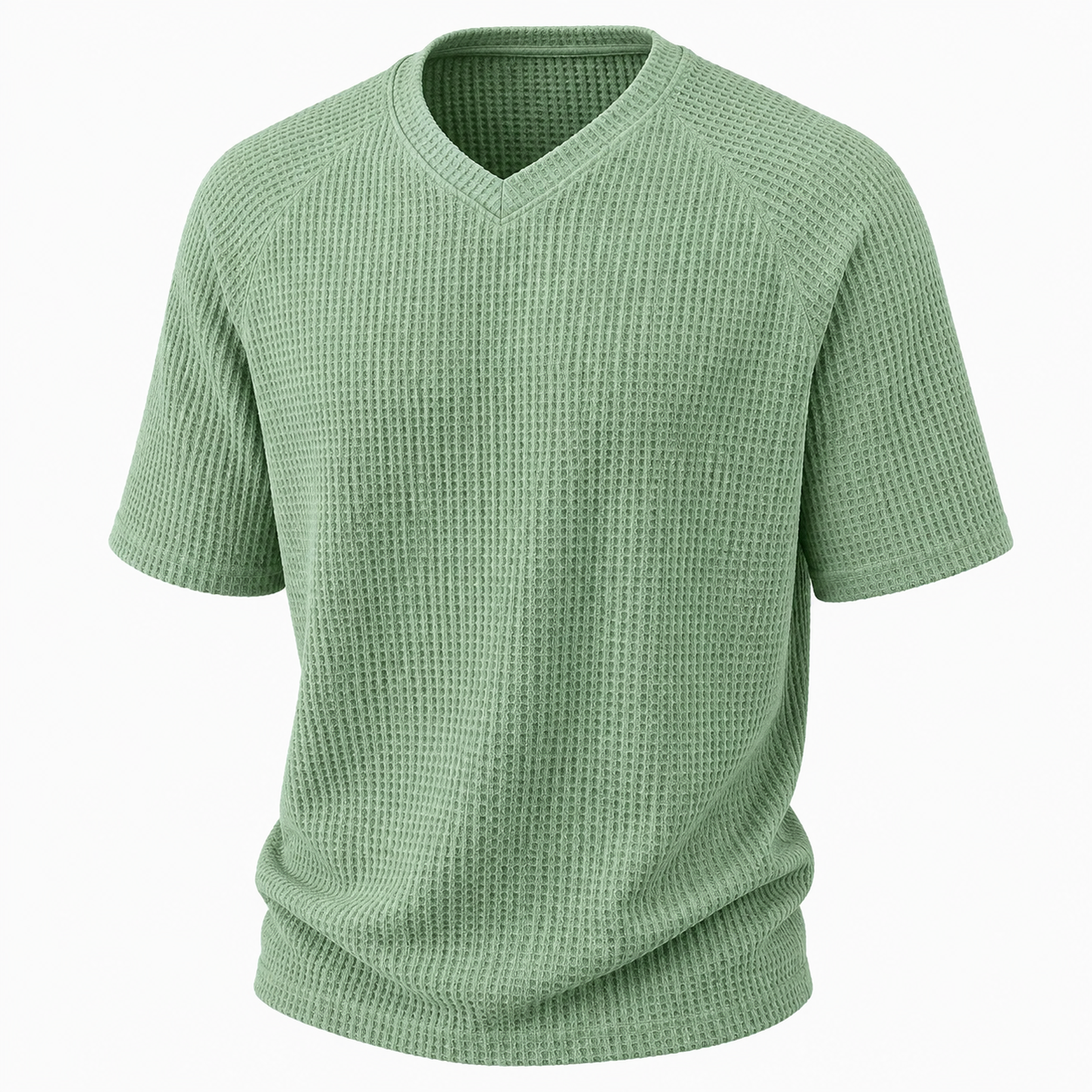 Textured V-Neck Waffle T-Shirt