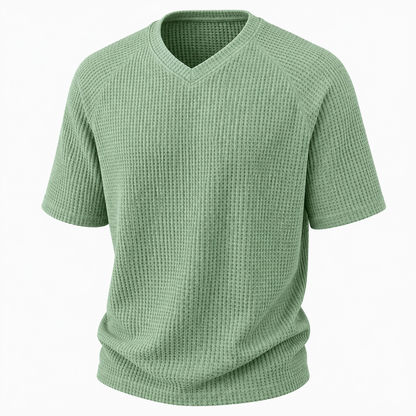 Textured V-Neck Waffle T-Shirt