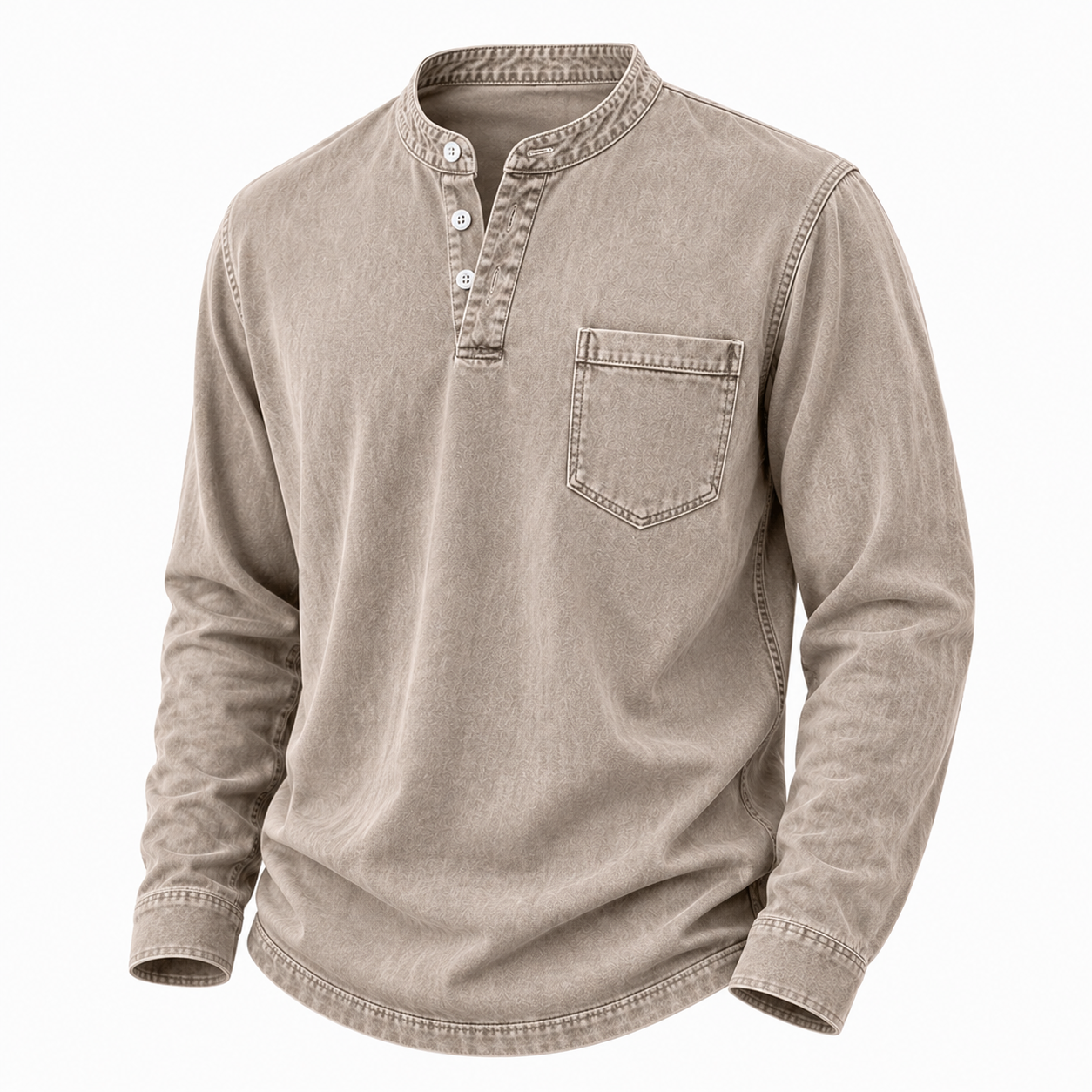 Comfort Washed 100% Cotton Henley T-Shirt
