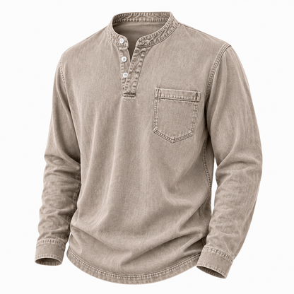 Comfort Washed 100% Cotton Henley T-Shirt