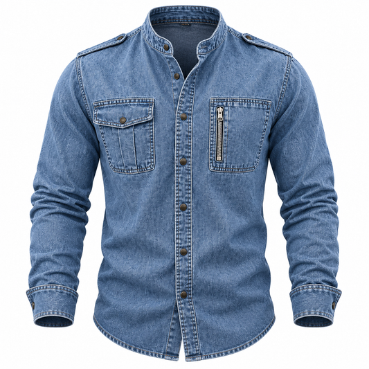 Broken-In Comfort Washed Cotton Denim Shirt