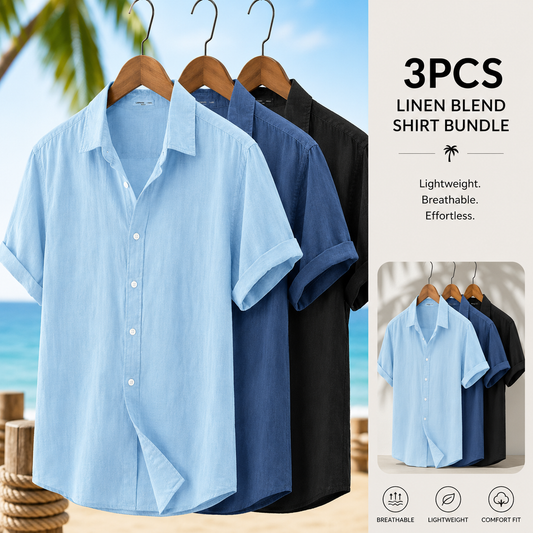 3-Pack Men's Cotton Linen Shirts