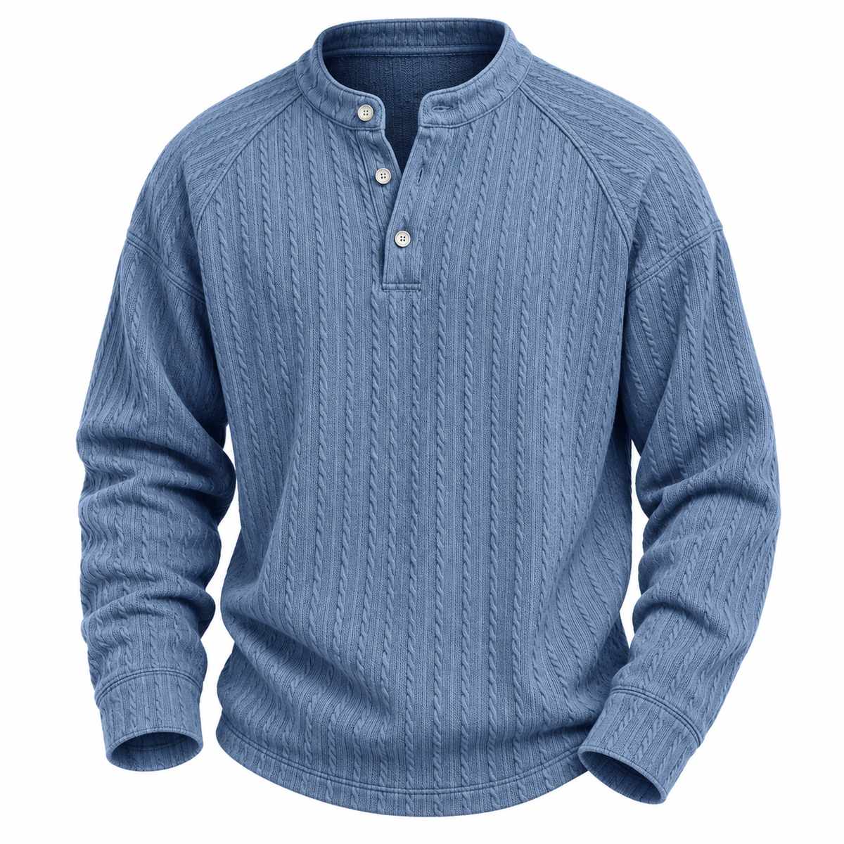 Jacquard Textured Long Sleeve Henley