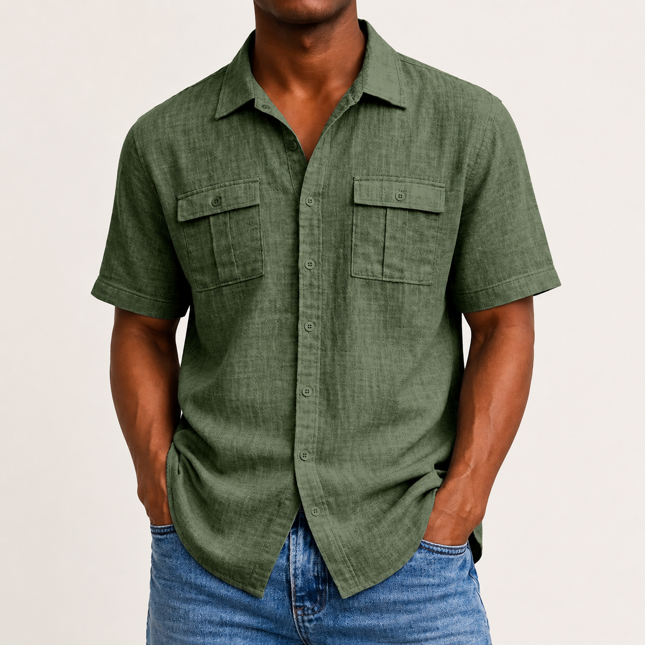 Men's Linen Shirt with Pocket