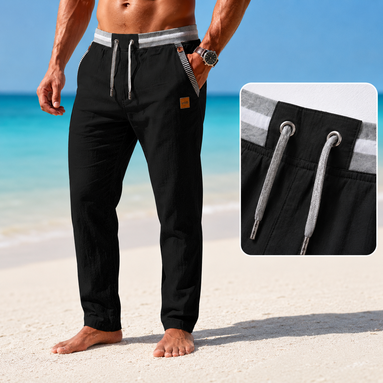 Men's Elestic Cotton Linen Pants