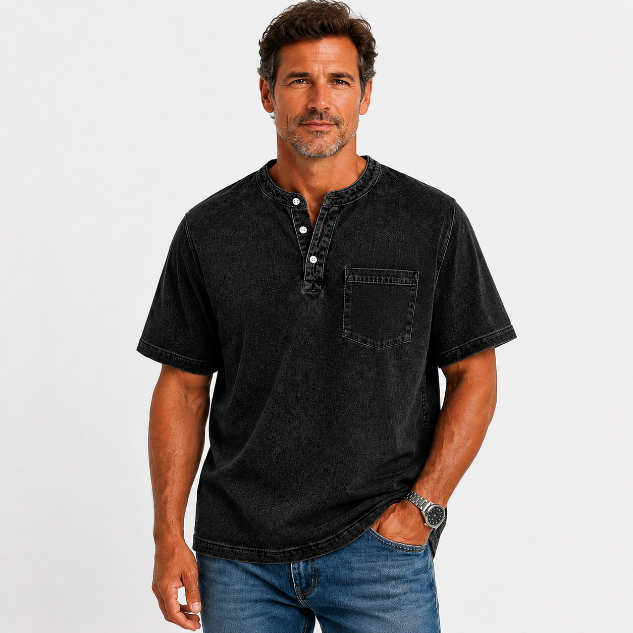 100% Cotton Henley T-Shirt