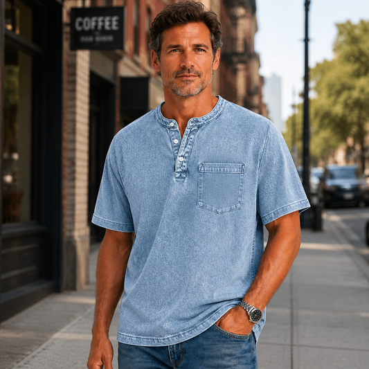 Soft Cotton Henley T-Shirt