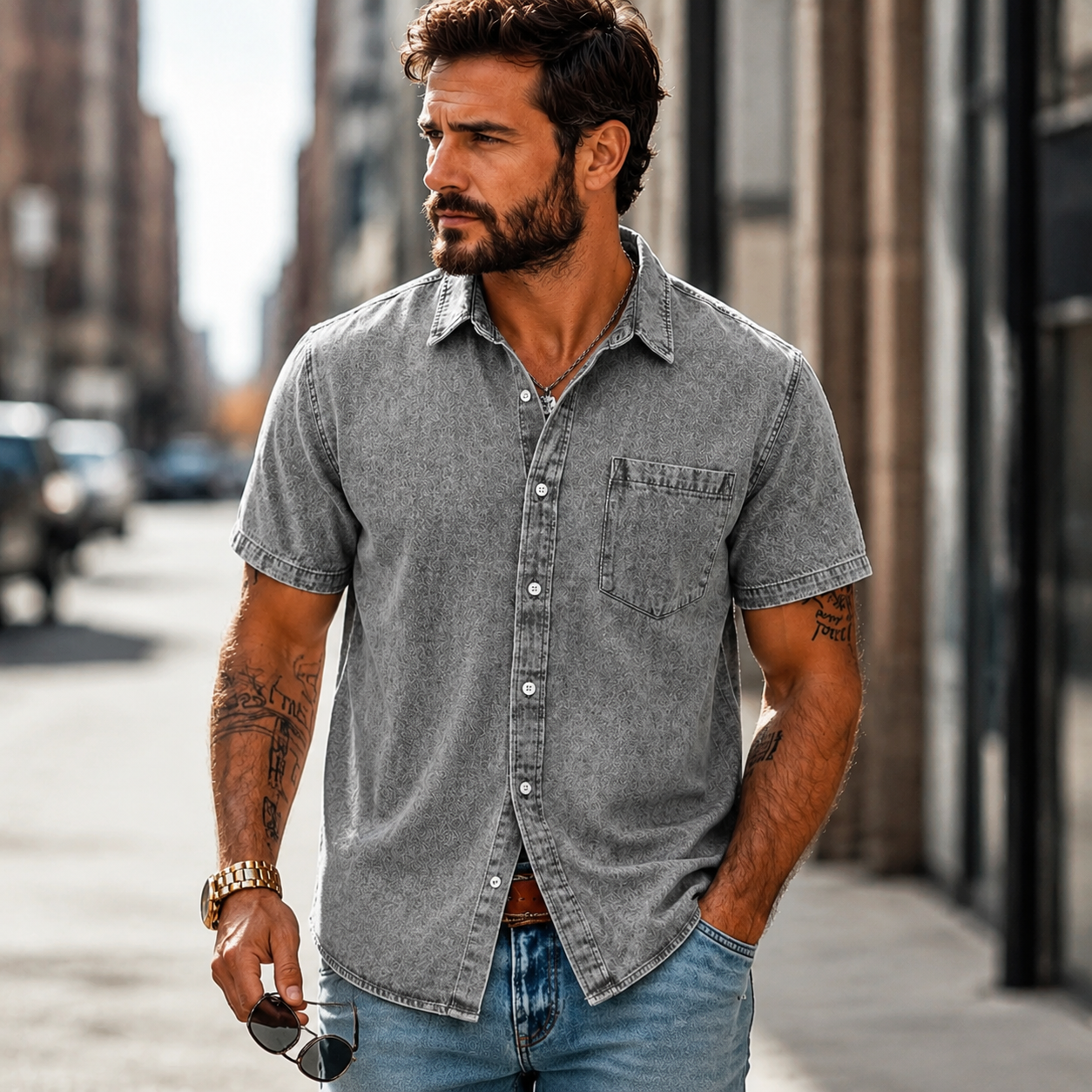 Comfortable Fit Washed Cotton Shirt