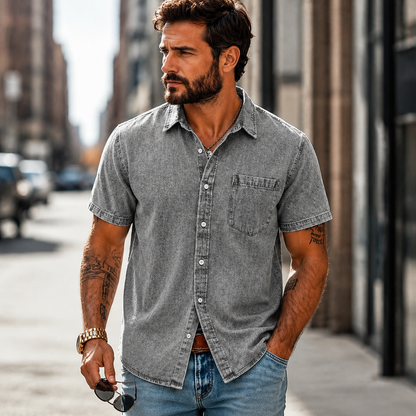 Comfortable Fit Washed Cotton Shirt
