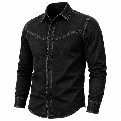 Relaxed Washed Cotton Button Up Shirt