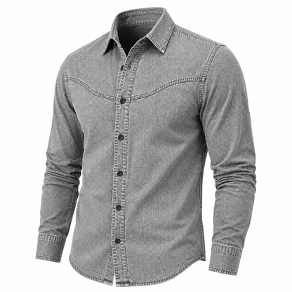 Relaxed Washed Cotton Button Up Shirt