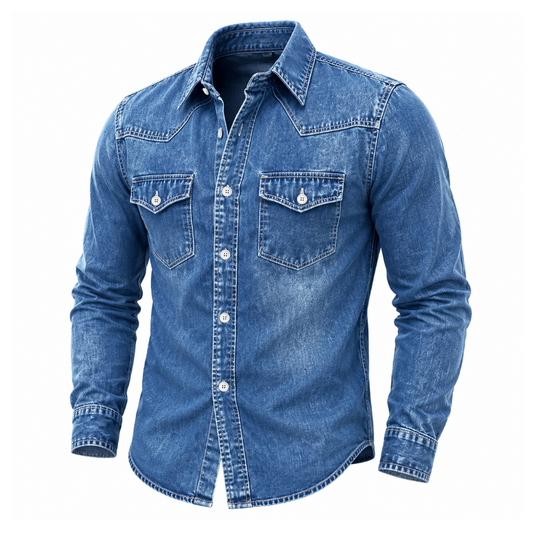 Washed Denim Cotton Casual Shirt
