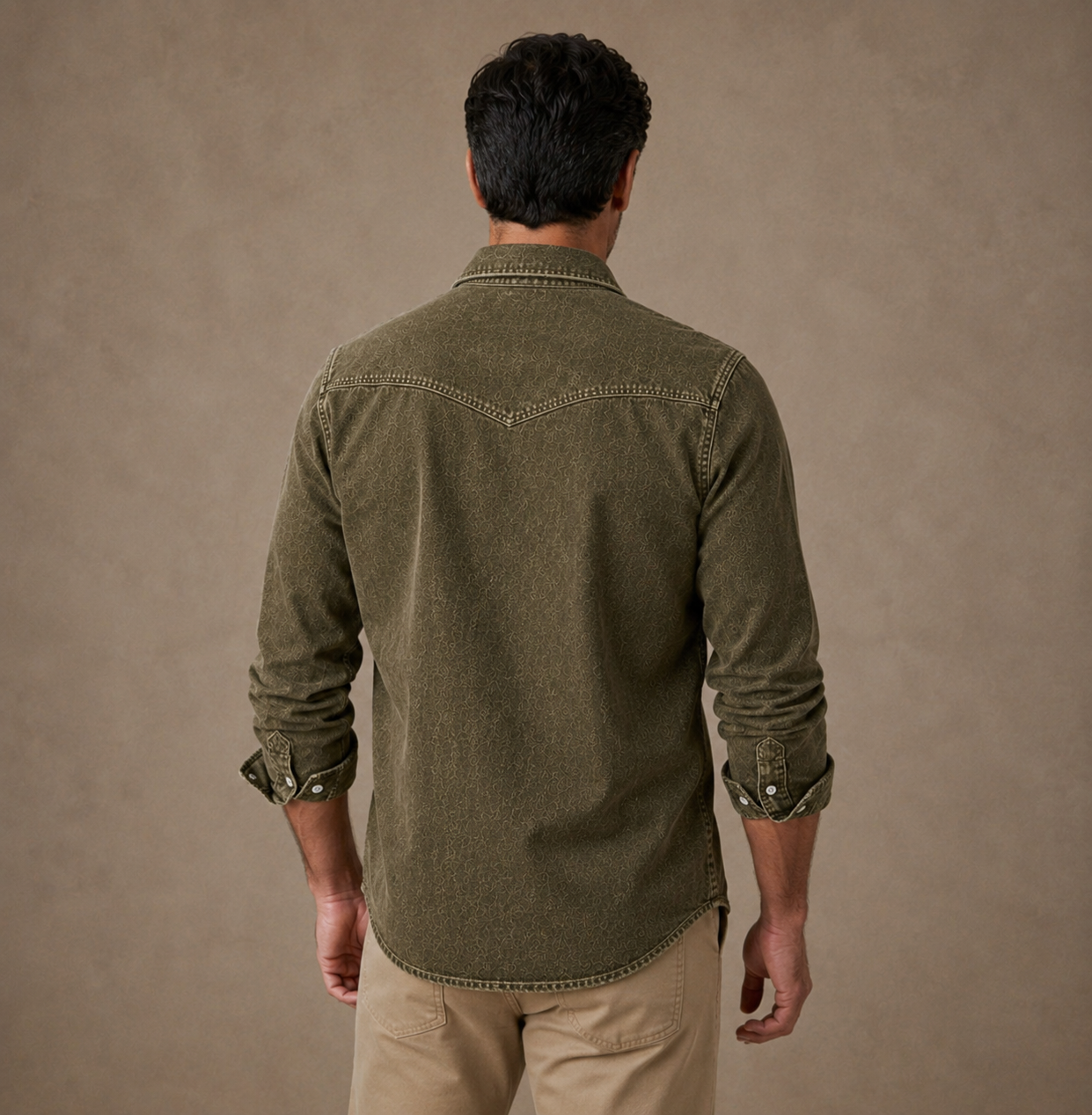 Broken-In Cotton Denim Work Shirt