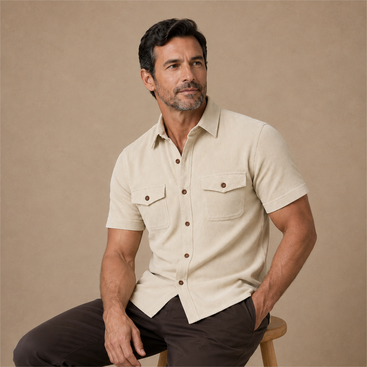 Textured Button Up Corduroy Shirt