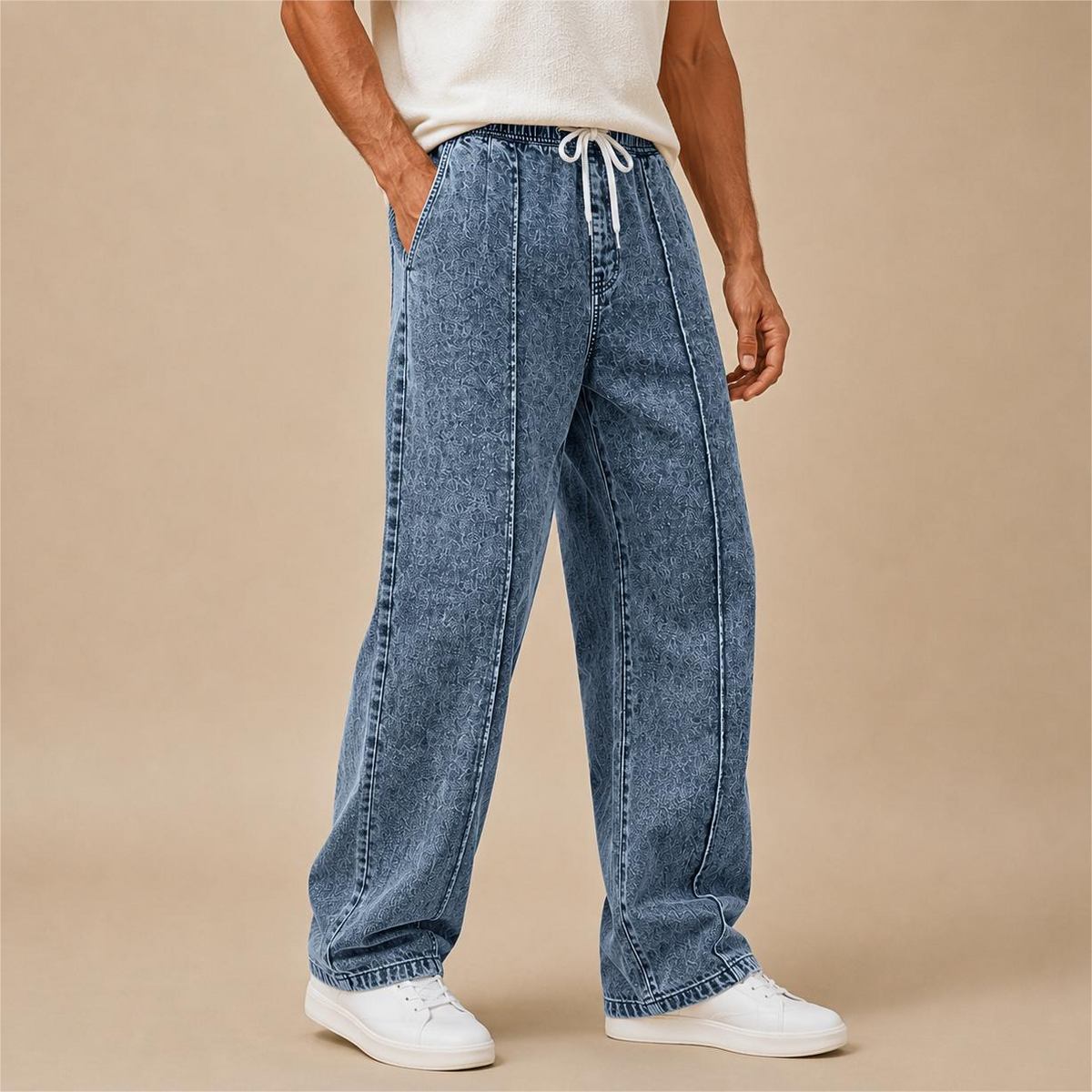 Men's Drawstring Denim Comfort Pants