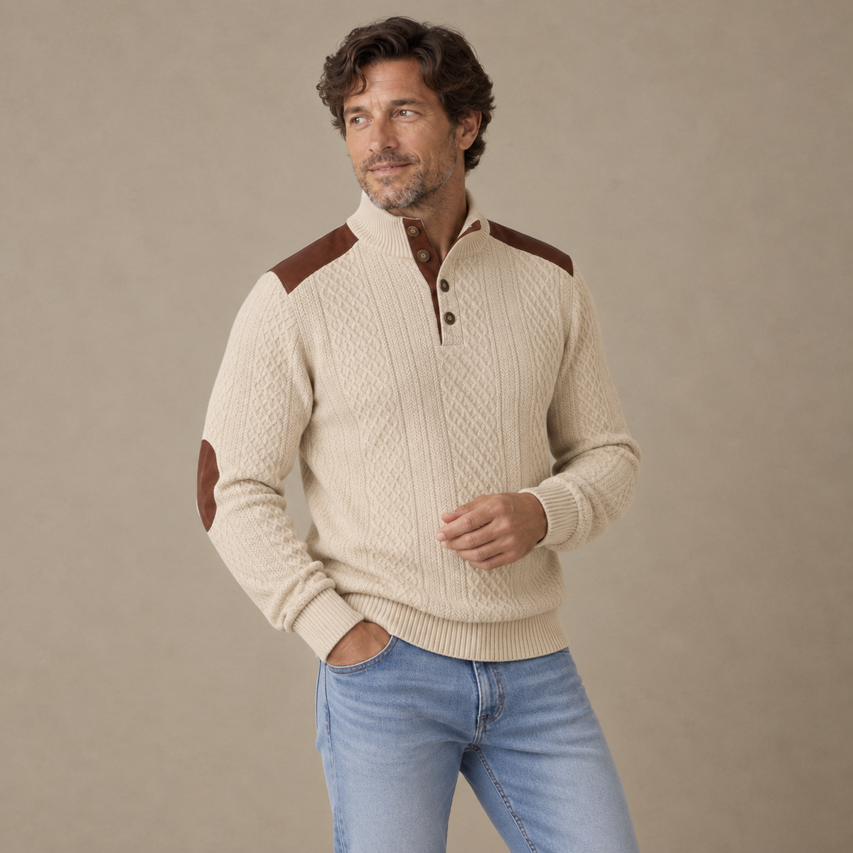 Patchwork Jacquard Textured Sweatshirt