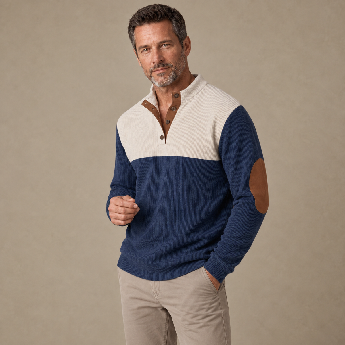 Patchwork Textured Corduroy Sweatshirt