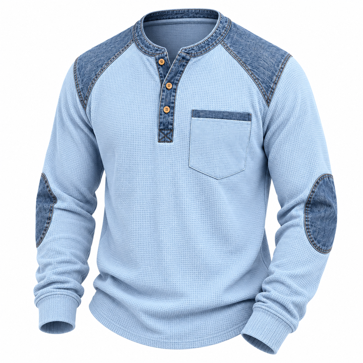 Vintage Waffle Henley Pocket Shirt