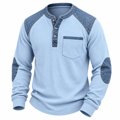 Vintage Waffle Henley Pocket Shirt