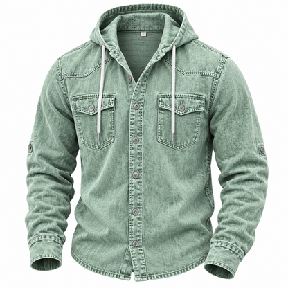 Vintage Washed Hooded Western Shirt