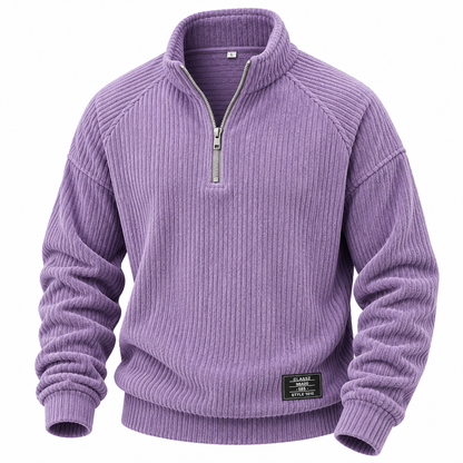 Corduroy Half Zip Mockneck Polo