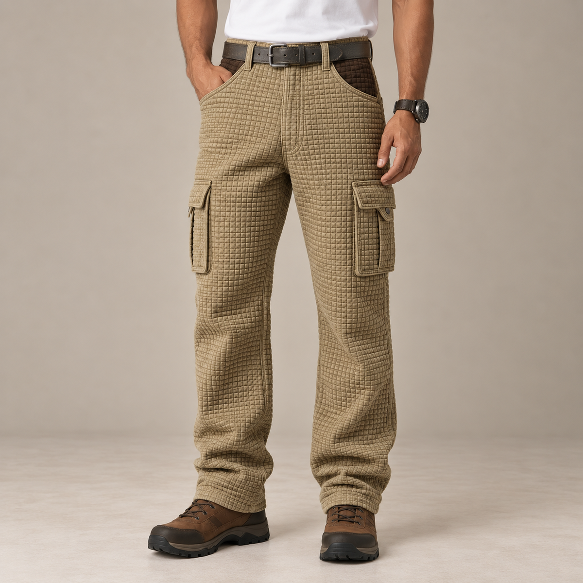 Waffle Patchwork Cargo Pants
