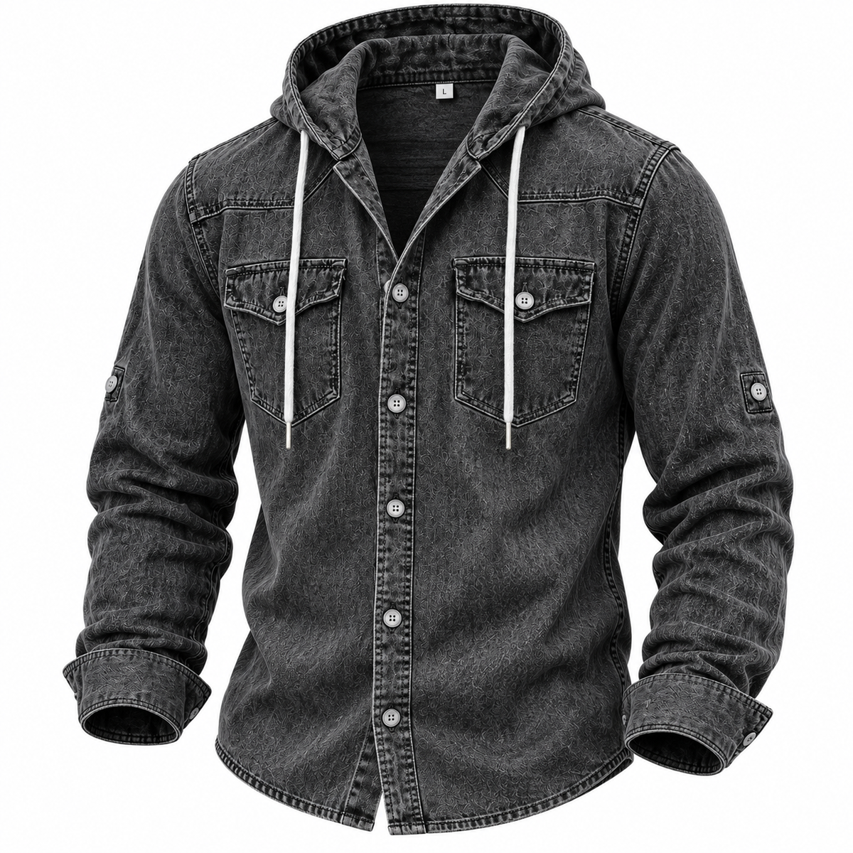 SoftFade Washed Hooded Denim Shirt