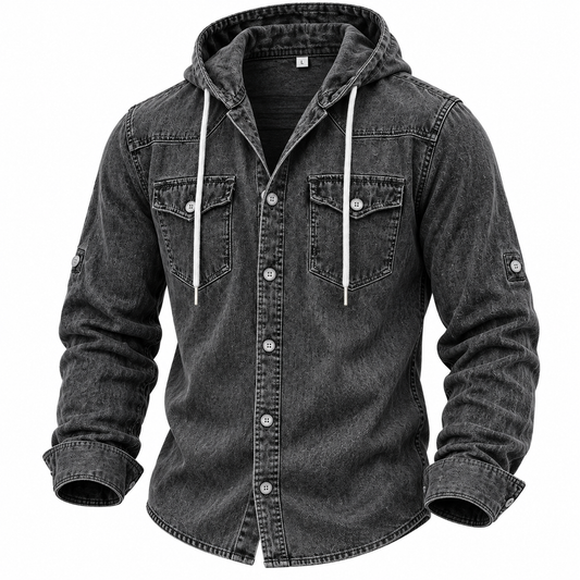 SoftFade Washed Hooded Denim Shirt