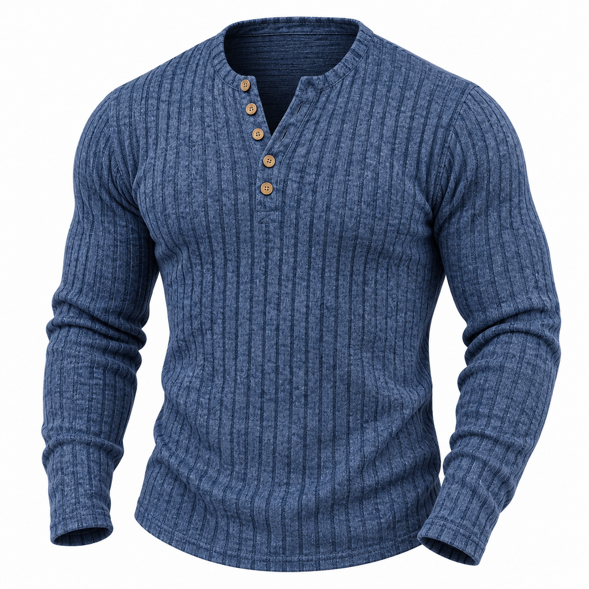 Vintage Ribbed Fleece Henley Shirt