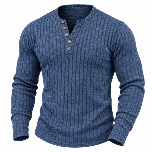 Vintage Ribbed Fleece Henley Shirt