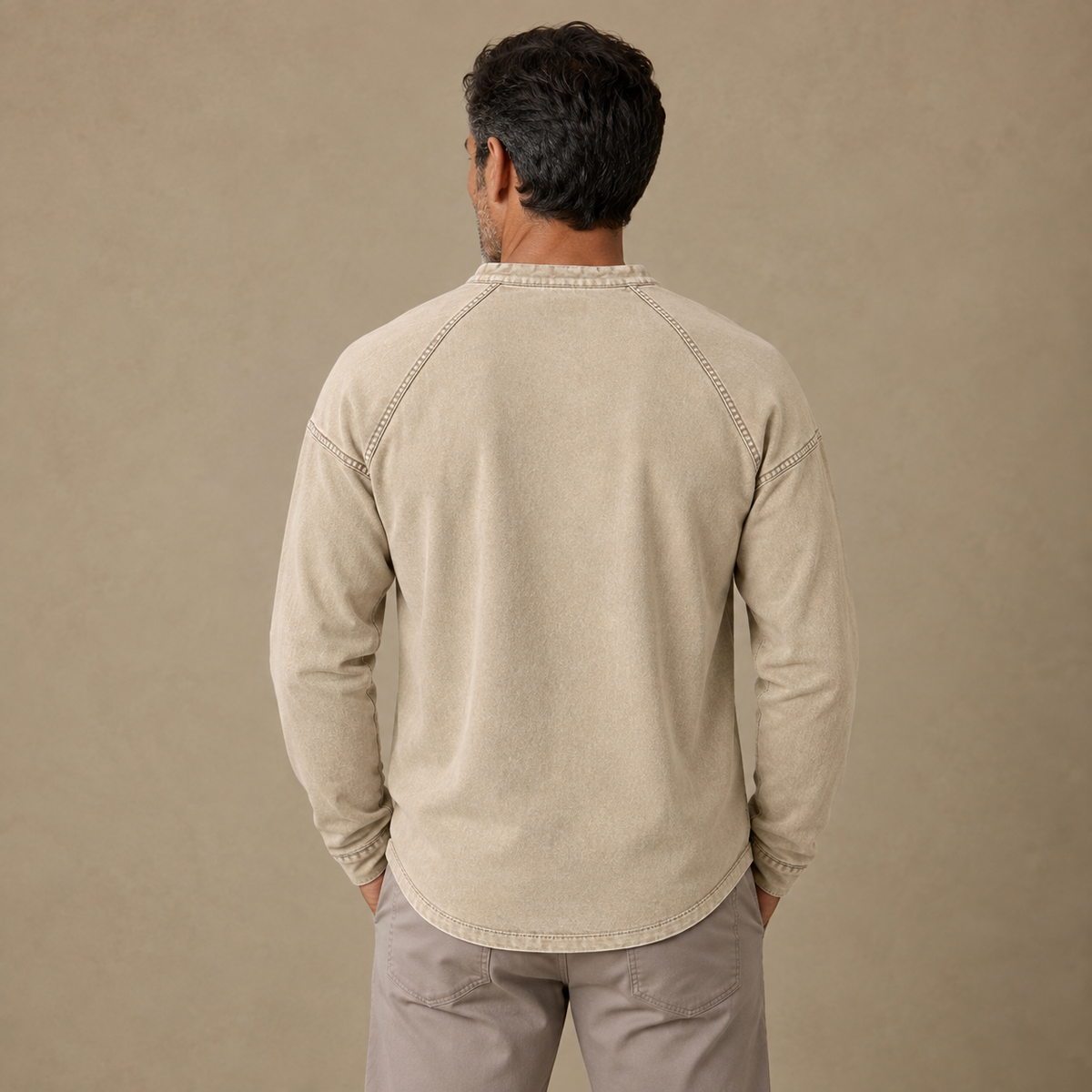 Broken-in Cotton Long Sleeve Henley