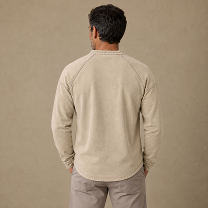 Broken-in Cotton Long Sleeve Henley