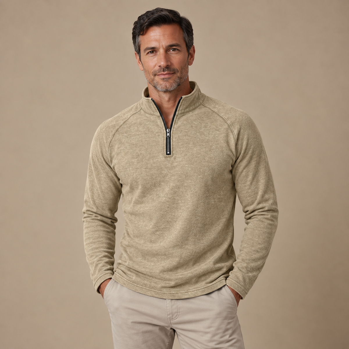 Relaxed Washed Cotton Henley Shirt