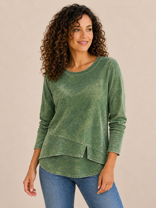 100% Washed Cotton Layered Top