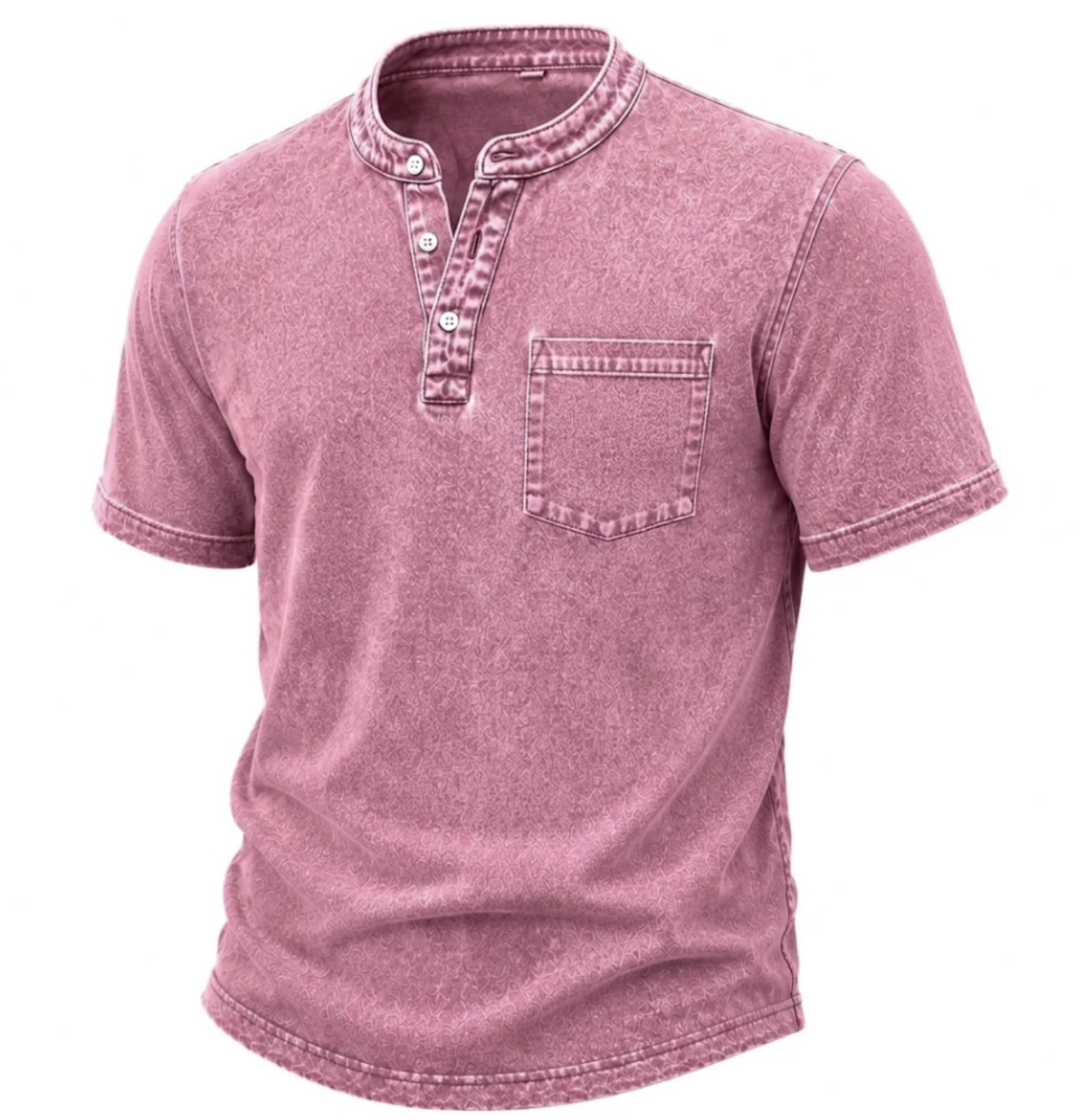 100% Cotton Vintage Washed Henley T-Shirt