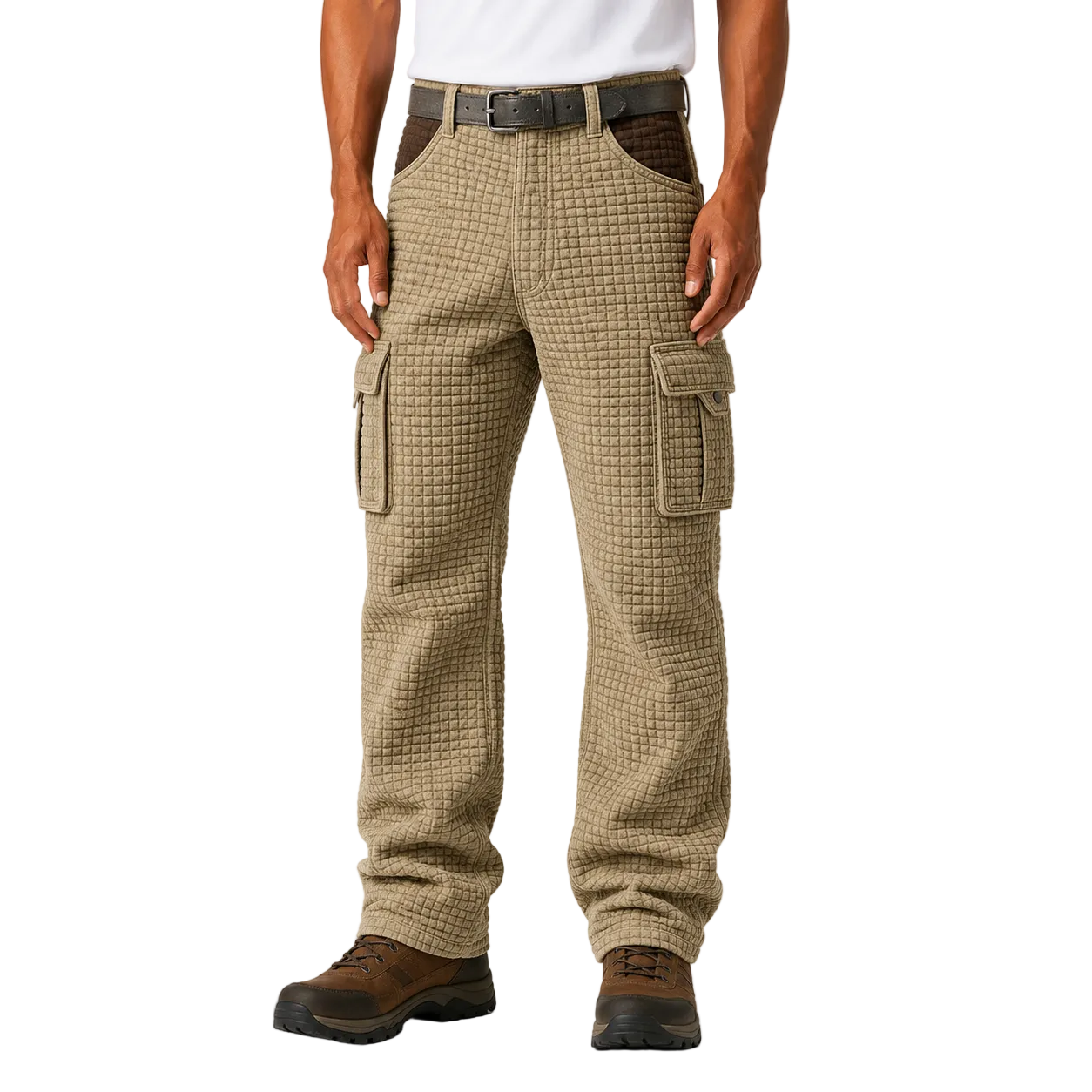 Colorblock Waffle Patchwork Cargo Pants