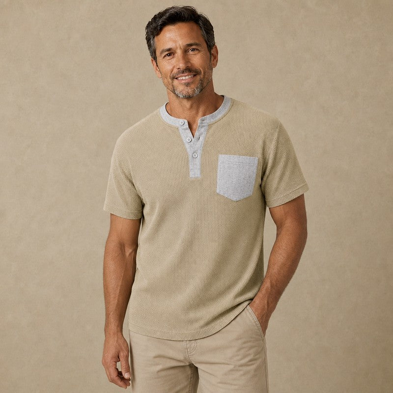 Men's Colorblock Waffle Henley T-Shirt